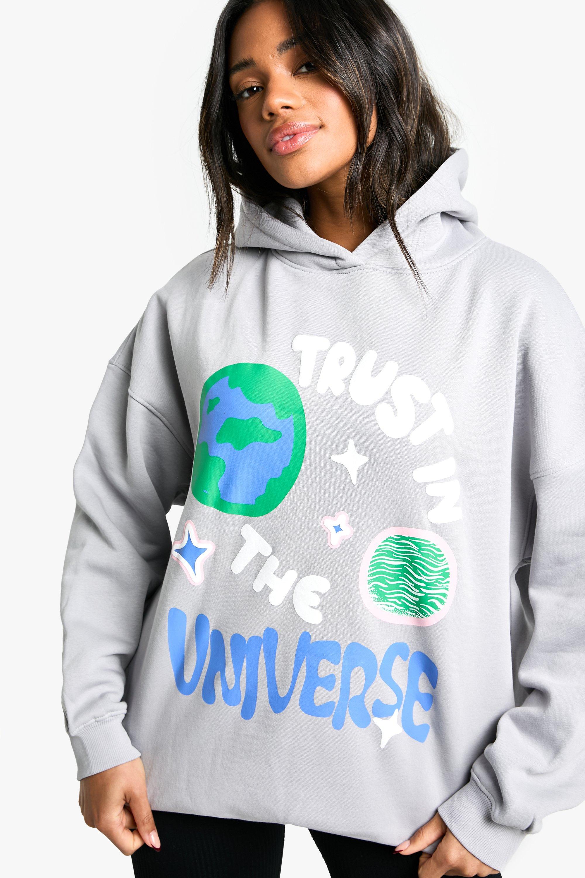 Puff Print Slogan Oversized Hoodie boohoo UK